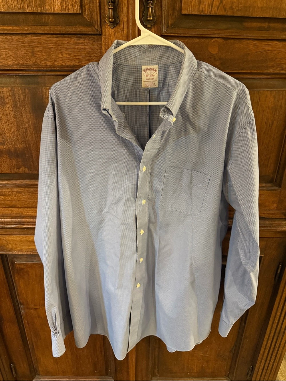 Brooks Brothers Madison Non-Iron Supima Cotton Button Down Shirt 17-35 Blue Ckd